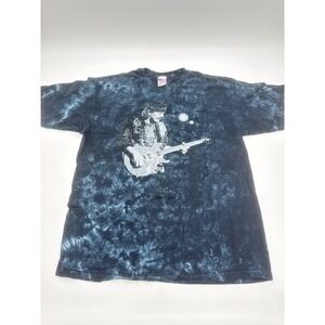 Santana Band Graphic Tie Dye T-Shirt XL Black Navy Blue Made in USA Rock Tee